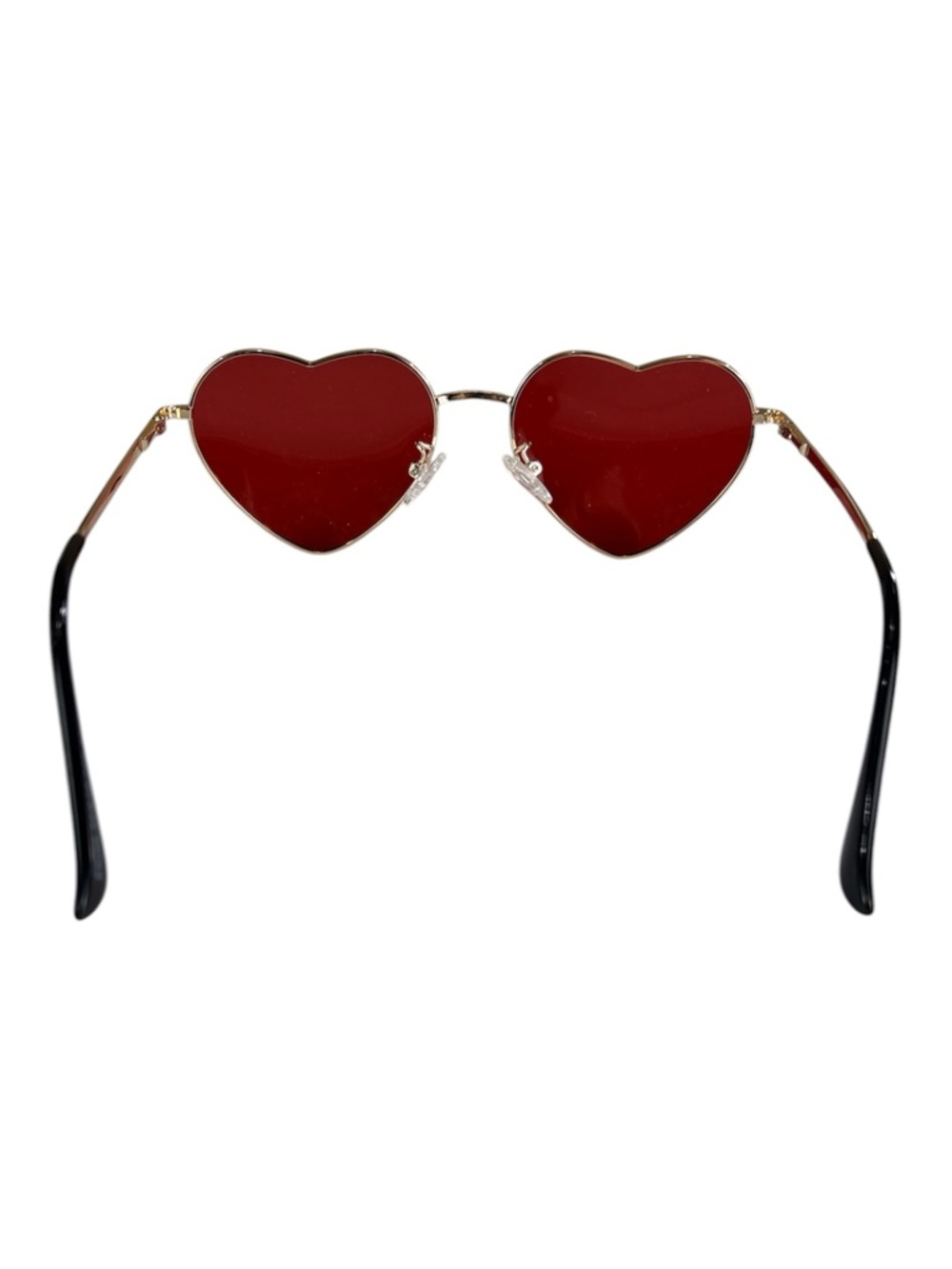 Women’s Boho hippie Gold Frame translucent Red Heart-Shaped Sunglasses - Picture 5 of 11